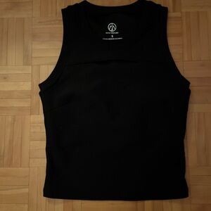 Black Ribbed Athletic Tank Top (Size S)
